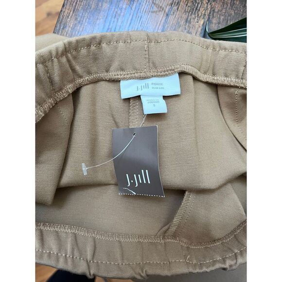 J Jill New Camel Pull On Ponte Knit Side Ankle Slit Straight Leg Pant Size Small - Picture 9 of 12